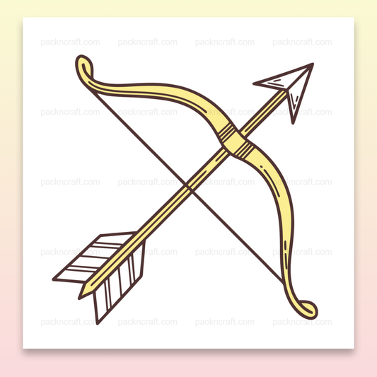 Illustration d'un arc et flèche avec style dessin pour DIY et usage éducatif.