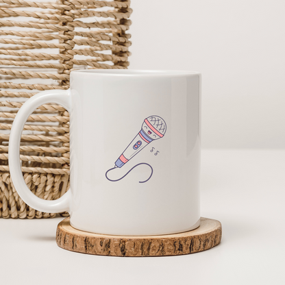 Mug avec motif digital joyeux représentant un microphone en animation musicale