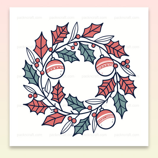 Illustration vectorielle de couronne de houx festive pour Noël, fichier numérique imprimable.