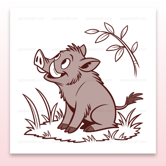 Illustration vectorielle d'un sanglier joyeux dans les herbes pour déco et DIY
