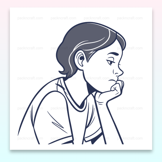 Illustration d'un enfant pensif en style minimaliste pour usage créatif et éducatif