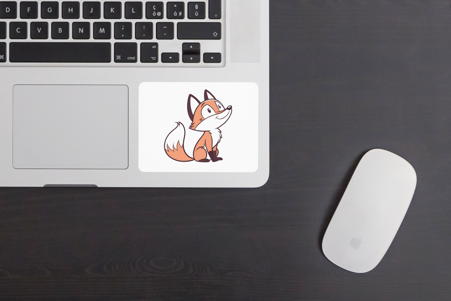 Sticker décoratif avec un renard curieux en style cartoon sur le thème de la nature