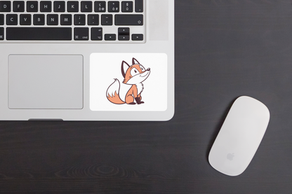 Sticker décoratif avec un renard curieux en style cartoon sur le thème de la nature