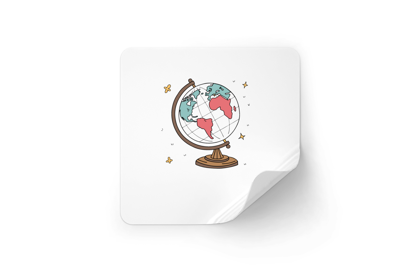 Sticker au design éducatif et créatif avec doodle Globe Trotteur en motif central