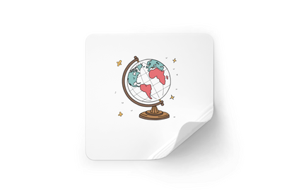 Sticker au design éducatif et créatif avec doodle Globe Trotteur en motif central