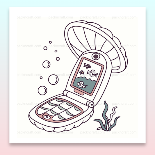 Téléphone coquillage rétro sous-marin en SVG pour DIY