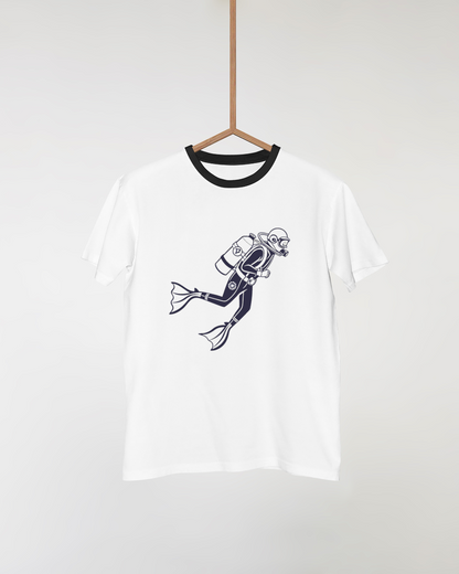 T-shirt avec illustration de plongée mettant en scène un plongeur en exploration sous-marine