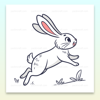 Illustration vectorielle d'un lapin bondissant joyeux, style pastel, usage décoration et DIY.