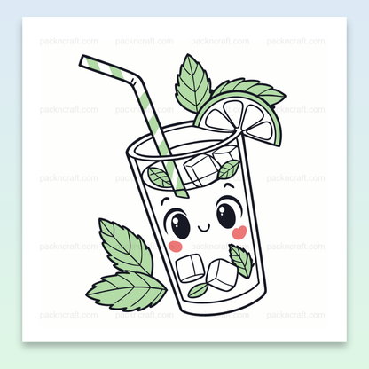 Illustration de mojito souriant en style pastel idéale pour DIY et décors d'été