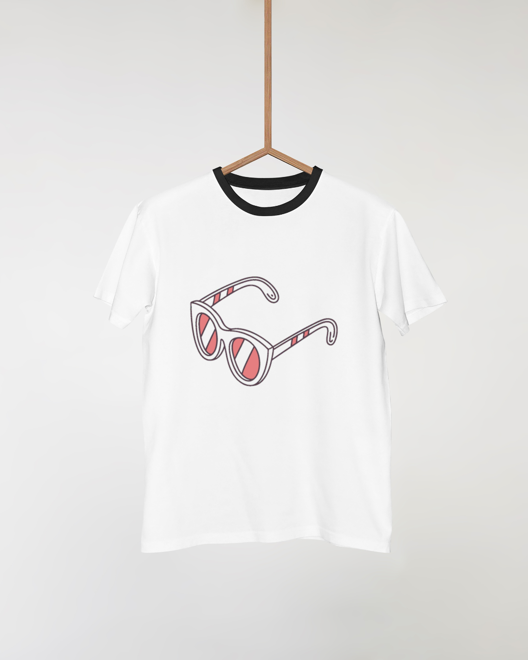 T-shirt design rétro avec lunettes de soleil éclatantes pour vacances ensoleillées