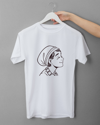 T-shirt avec motif minimaliste garçon rêveur style rétro élégant