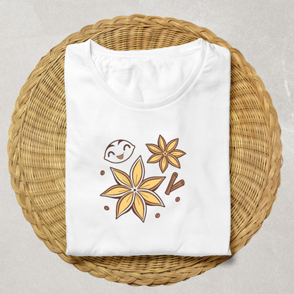 T-shirt décoré d'une icône épicée dans un style kawaii pour la cuisine aromatique
