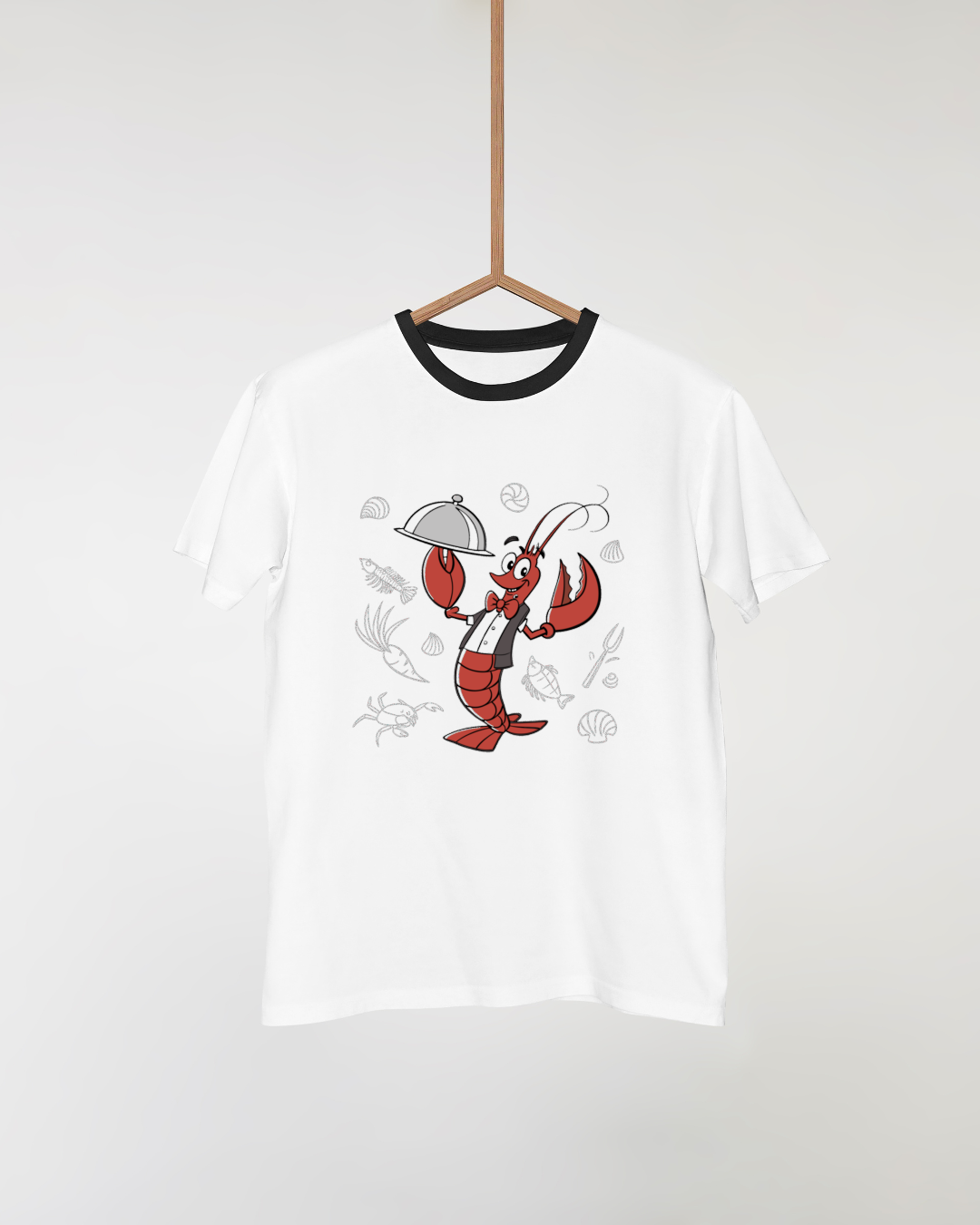 T-shirt avec homard cartoon amusant, thème marin, pour fans de mode originale