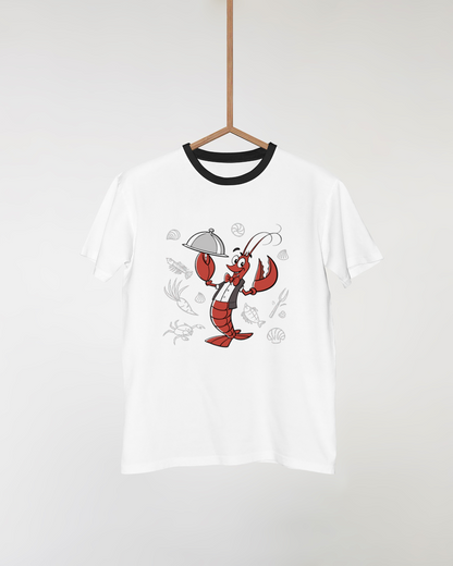 T-shirt avec homard cartoon amusant, thème marin, pour fans de mode originale