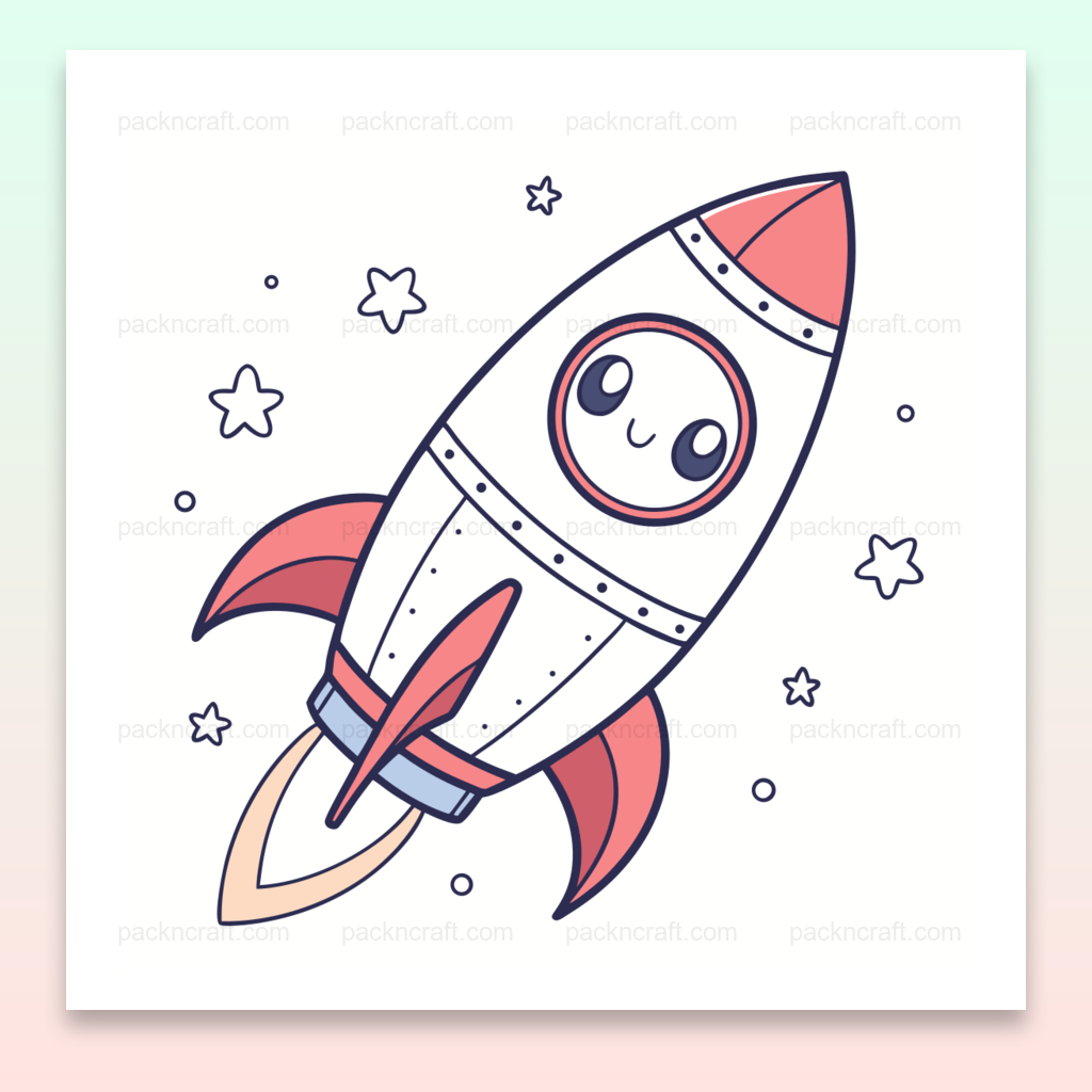 Illustration vectorielle de fusée souriante pour projets créatifs et éducatifs