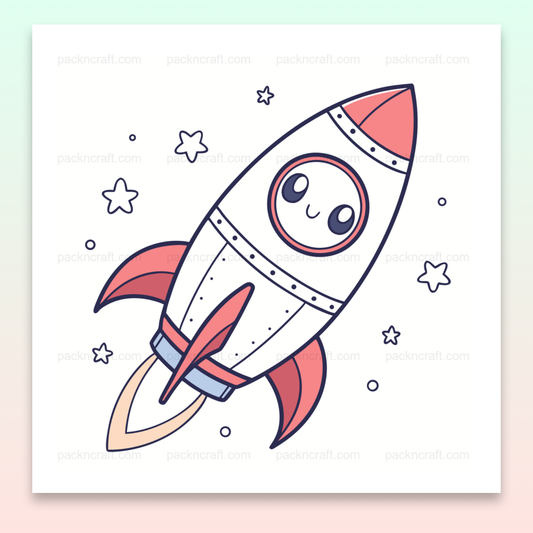Illustration vectorielle de fusée souriante pour projets créatifs et éducatifs