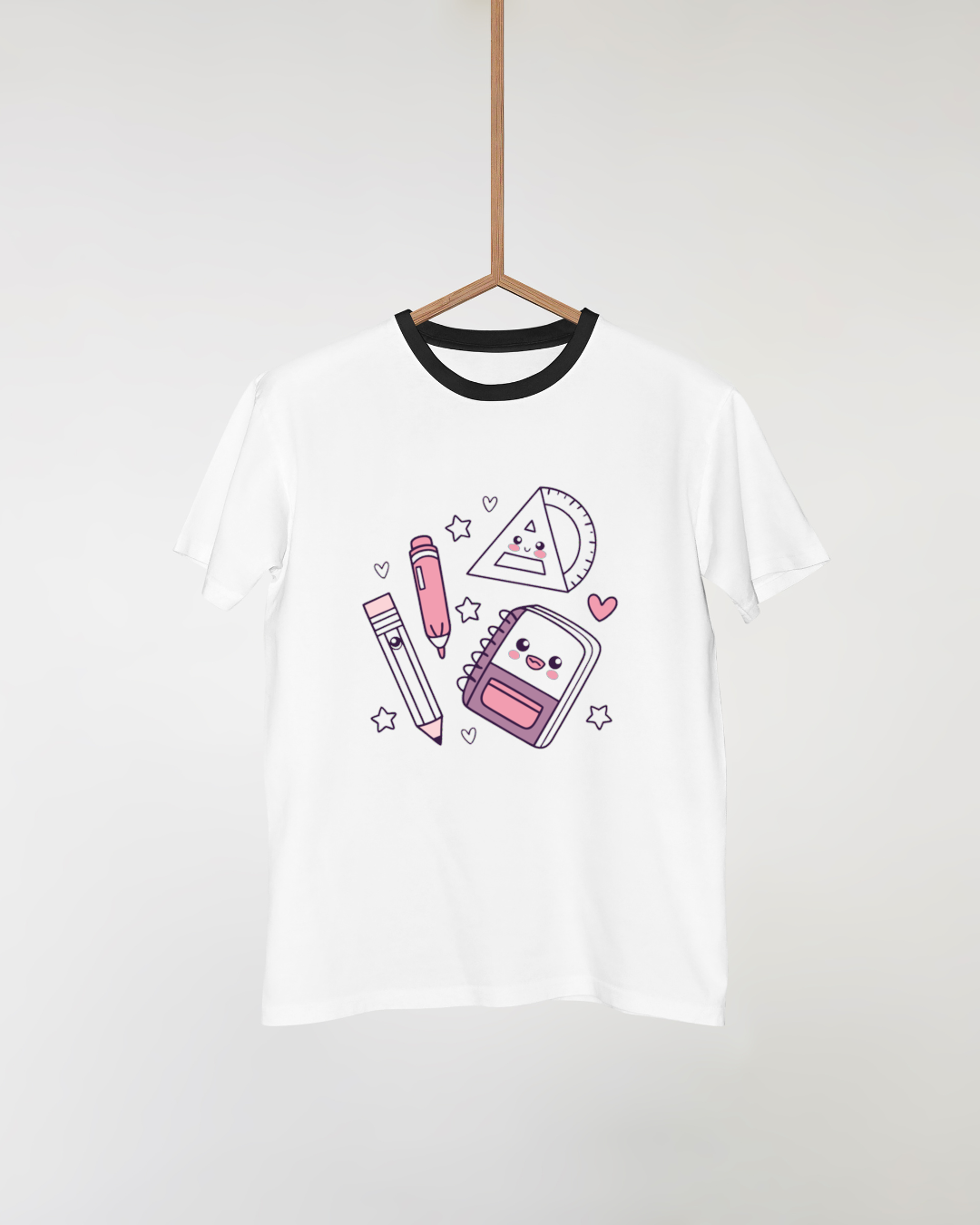 T-shirt avec motif décoratif joyeux en doodle pour amateurs de papeterie créative