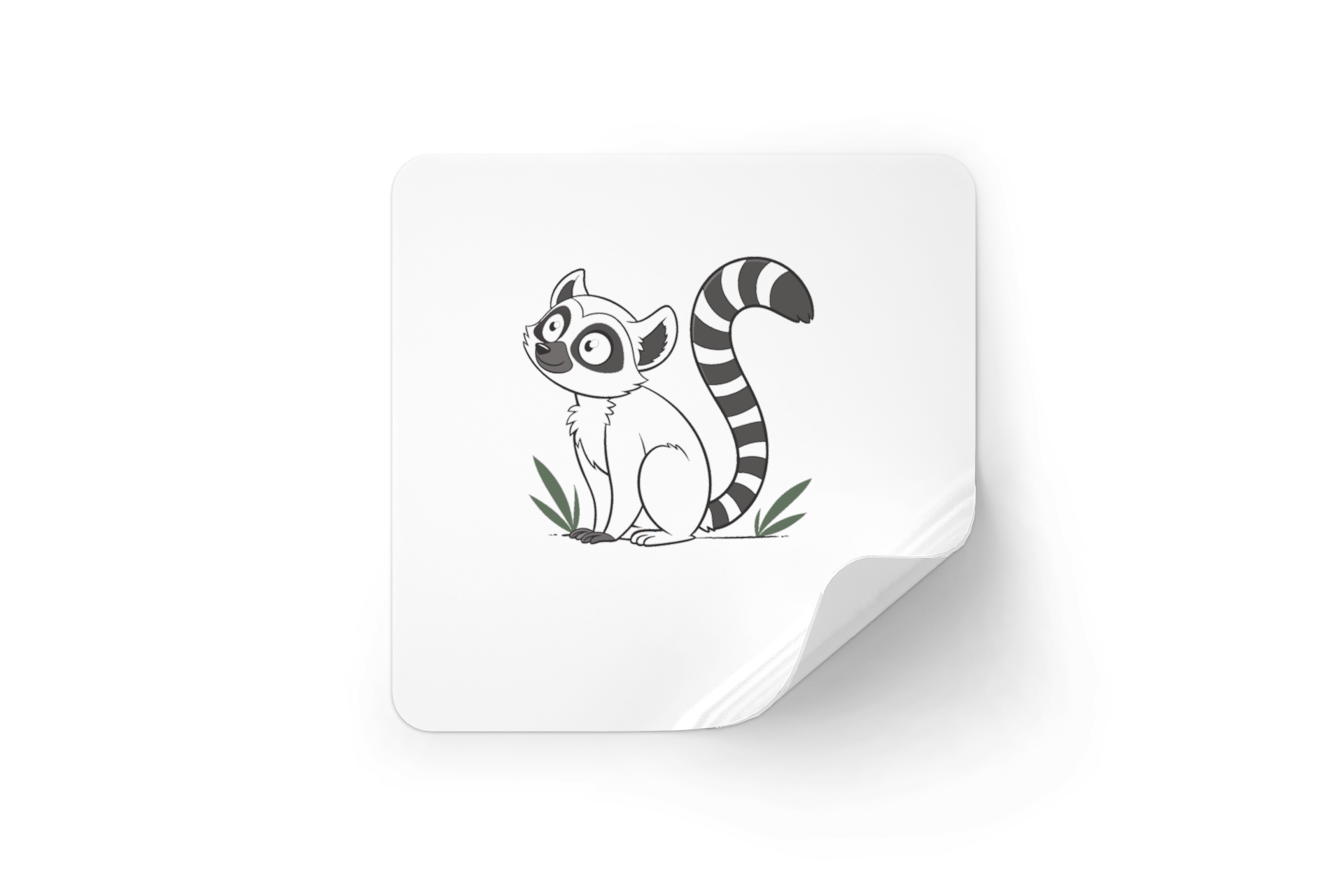 Sticker avec un lémurien en style minimaliste, idéal pour un thème jungle