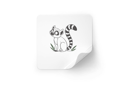 Sticker avec un lémurien en style minimaliste, idéal pour un thème jungle