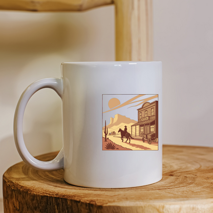 Mug illustré de Far West pour amateurs de thèmes westerns.