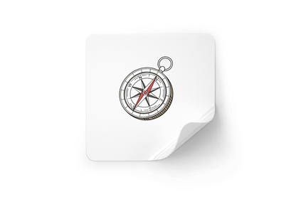 Sticker décoratif au style vectoriel avec une boussole évoquant le thème du voyage