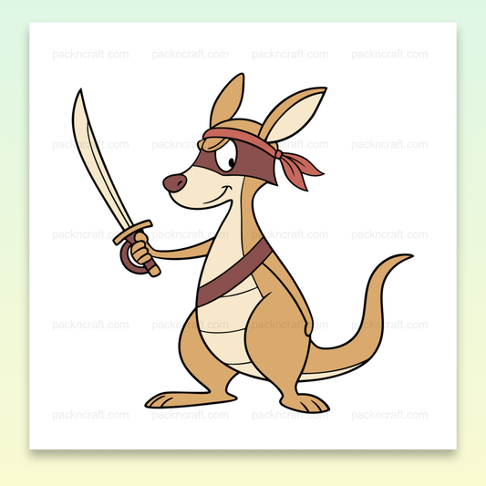 Illustration d'un kangourou guerrier en style cartoon, utilisable pour stickers et projets créatifs.