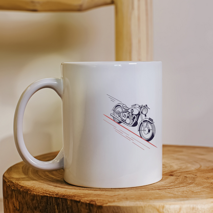 Design de moto rétro pour mugs personnalisés.