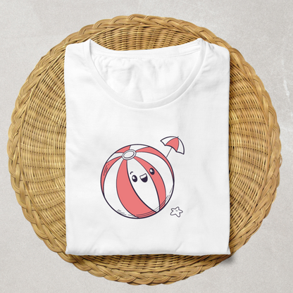 T-shirt estival avec motif de balle de plage souriante