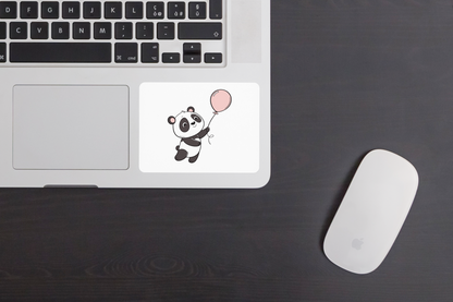 Sticker panda adorable avec ballon, parfait pour agendas ou scrapbooking.