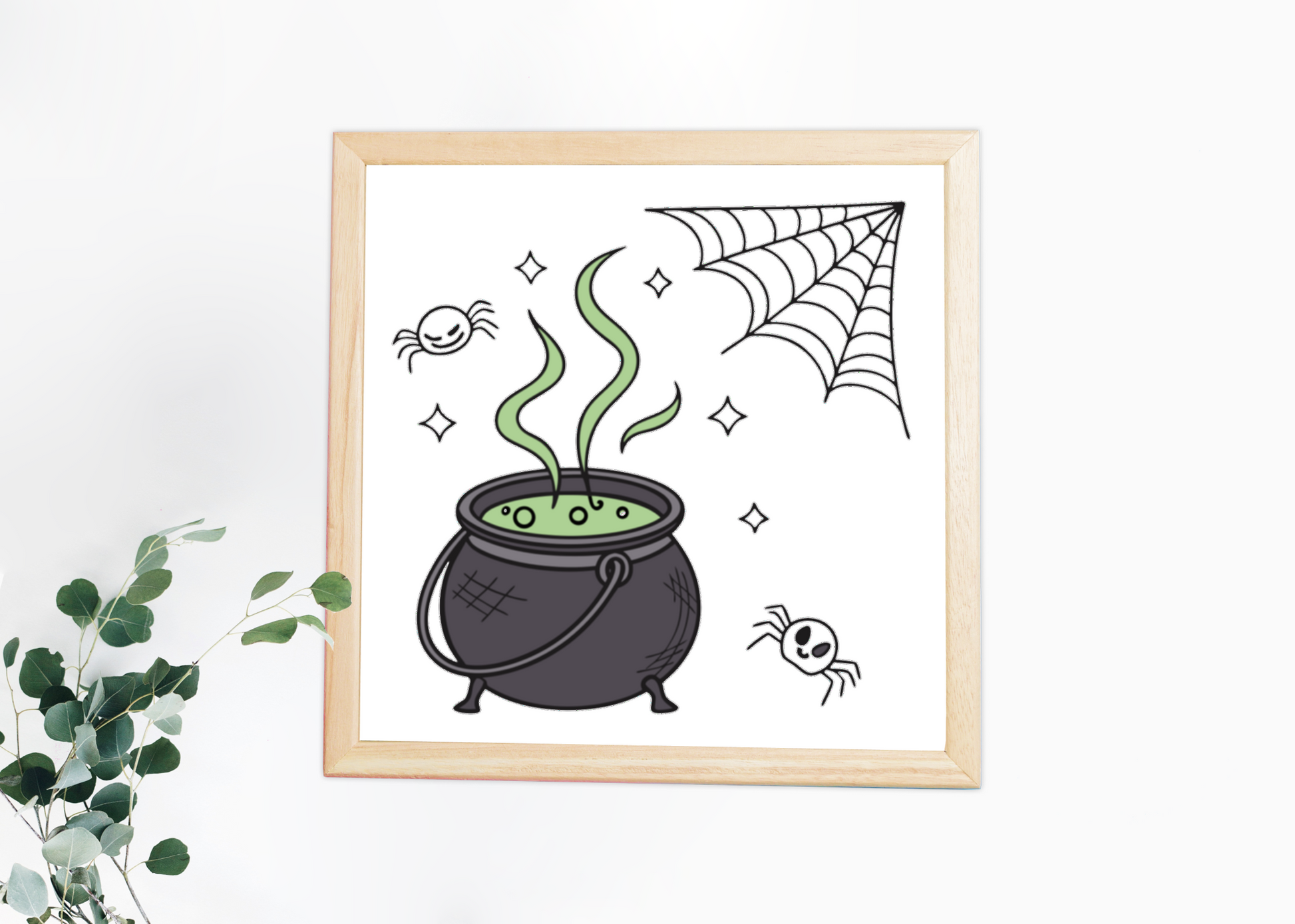 Cadre mystique avec chaudron bouillonnant pour une ambiance Halloween festive