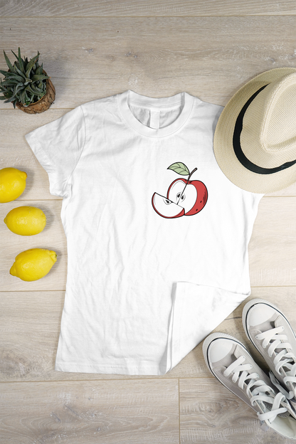 T-shirt créatif avec icône de pomme stylisée doodle