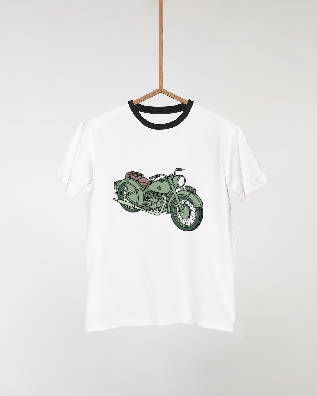 T-shirt à motif motocyclette vintage, tendance rétro