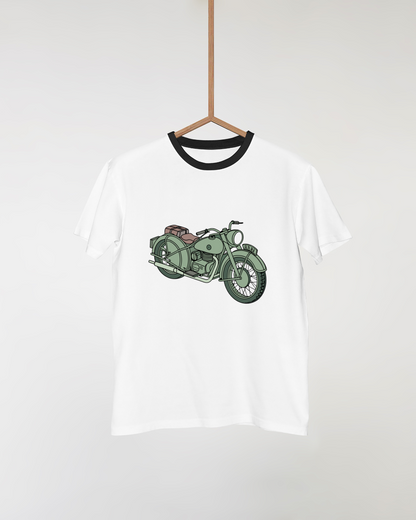 T-shirt à motif motocyclette vintage, tendance rétro