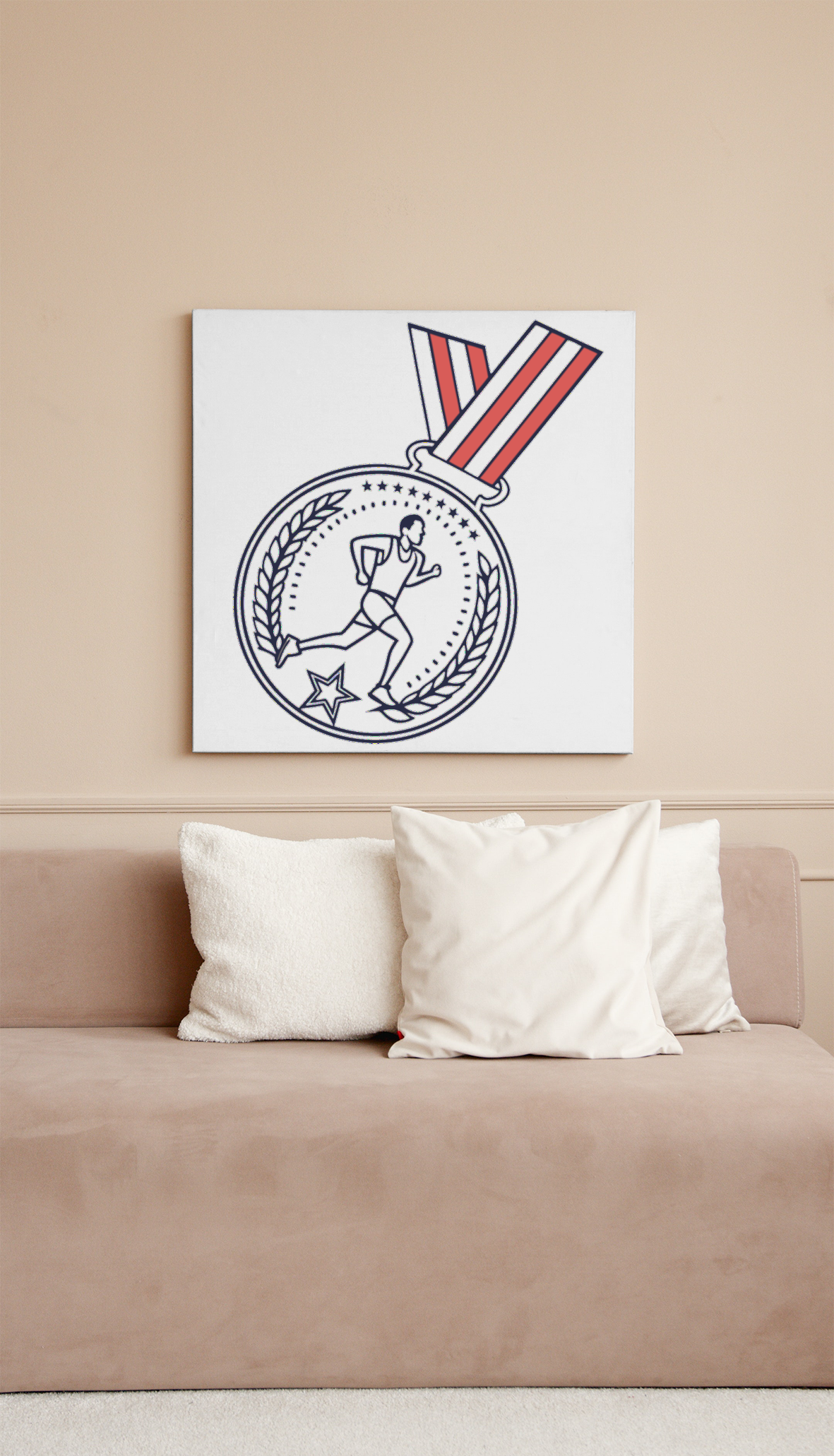 Cadre vintage avec médaillon sportif style rétro pour une déco dynamique