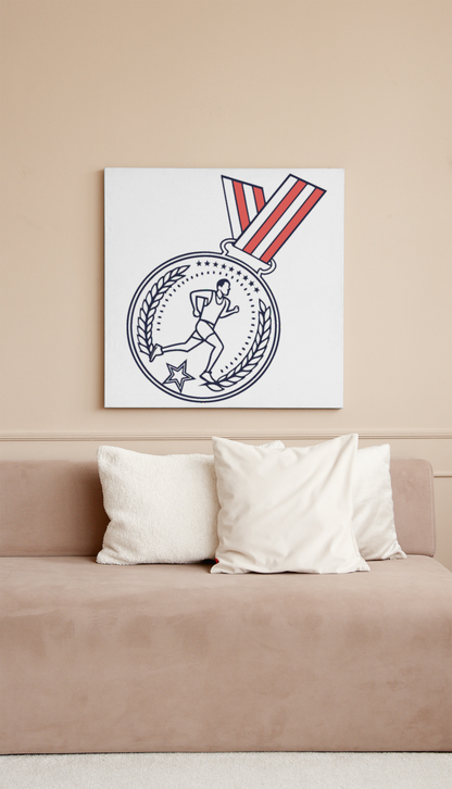 Cadre vintage avec médaillon sportif style rétro pour une déco dynamique