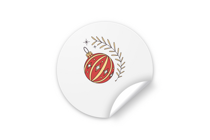 Sticker avec boule de Noël étincelante sur fond festif ajouré et décoratif