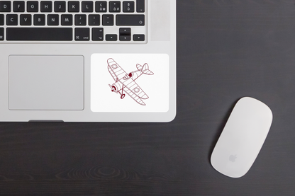 Sticker avec avion rétro en ligne monochrome pour une touche d'aventure aérienne