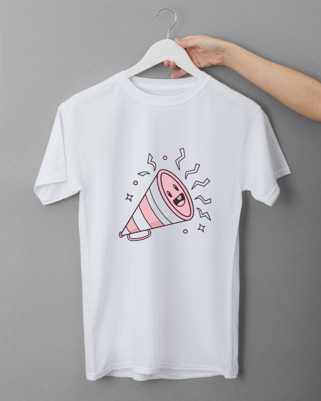 Design Kawaii Birthday Trumpet sur un t-shirt créatif et amusant