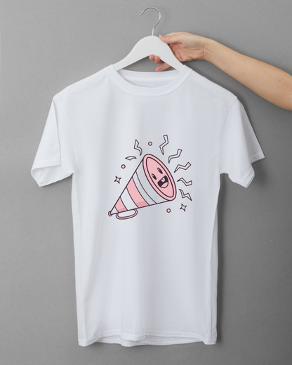 Design Kawaii Birthday Trumpet sur un t-shirt créatif et amusant
