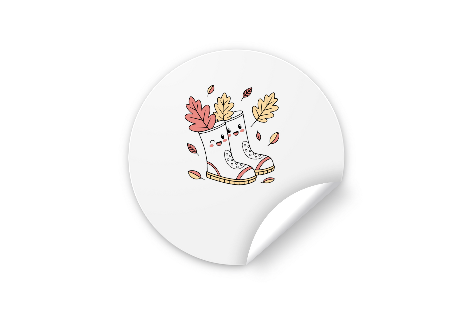 Sticker avec bottes souriantes pastel sur fond automnal attrayant et élégant