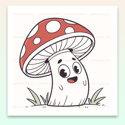 Illustration kawaii de champignon souriant parfait pour projets créatifs.