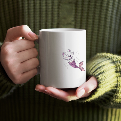 Mug avec chat sirène kawaii vibrant dans un style marin adoré