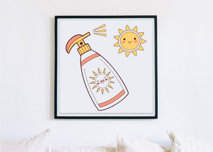 Cadre décoratif avec un soleil stylisé éclatant pour une touche estivale vibrante