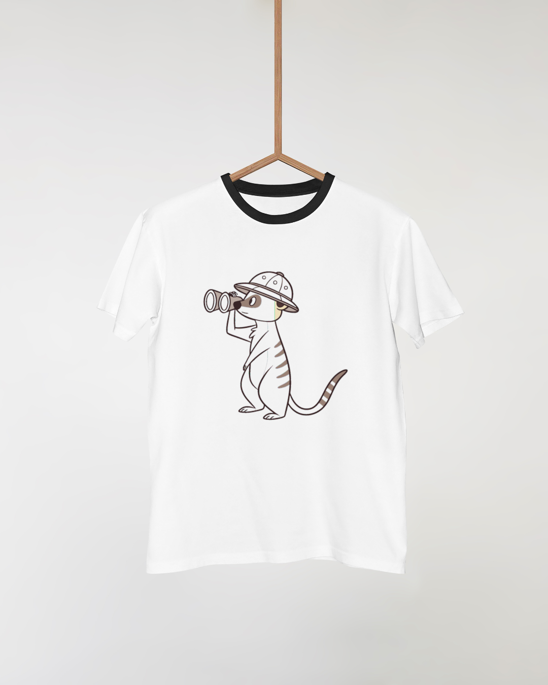 T-shirt avec suricate en exploration, style aventurier pour les amateurs de safari