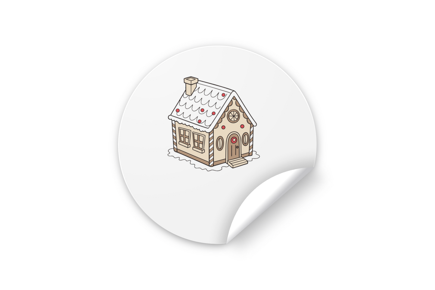 Sticker décoratif avec maison en pain d'épices enneigée ambiance festive de Noël