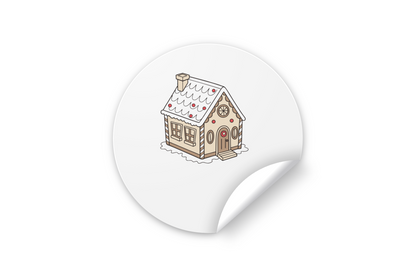 Sticker décoratif avec maison en pain d'épices enneigée ambiance festive de Noël
