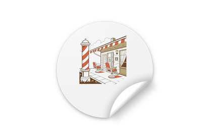 Sticker rétro de barbier, design unique pour personnalisation et déco.