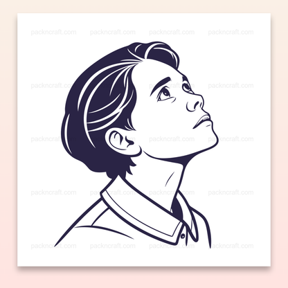 Illustration vectorielle d'un jeune garçon rêveur, idéale pour projets créatifs.