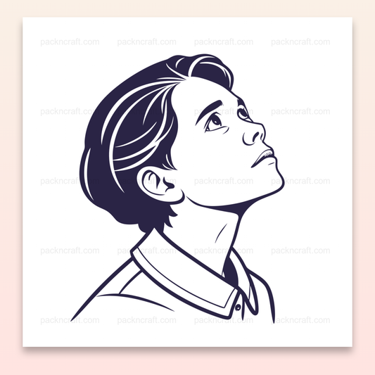 Illustration vectorielle d'un jeune garçon rêveur, idéale pour projets créatifs.