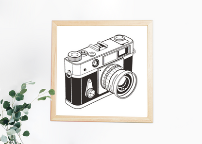 Cadre avec illustration rétro de caméra pour embellir vos murs